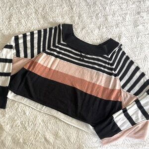 Free People Striped Color Block Sweater